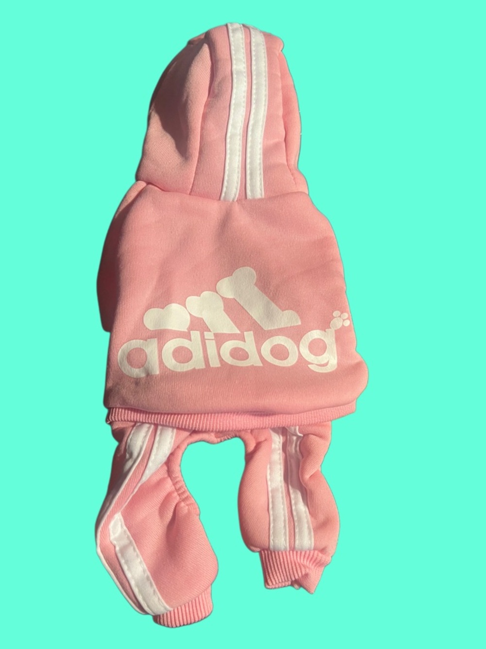 New adidog Pink Dog Hoodie with White Stripes